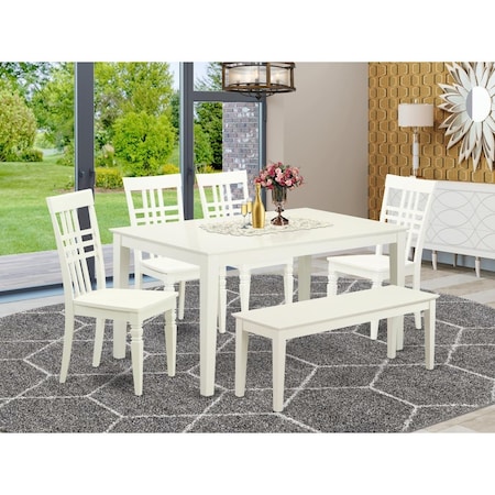 East West Furniture 6 Piece Capri Dining Set - Linen White CALG6-LWH-W